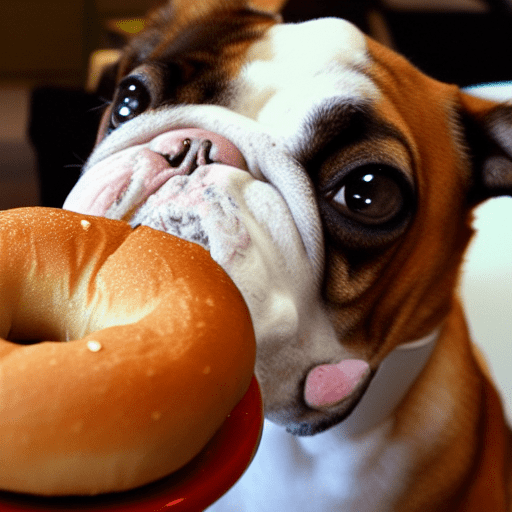 illustration of a dog staring at a bagel