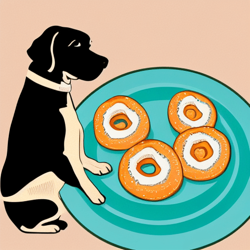 illustration of dog looking at bagels with cream cheese